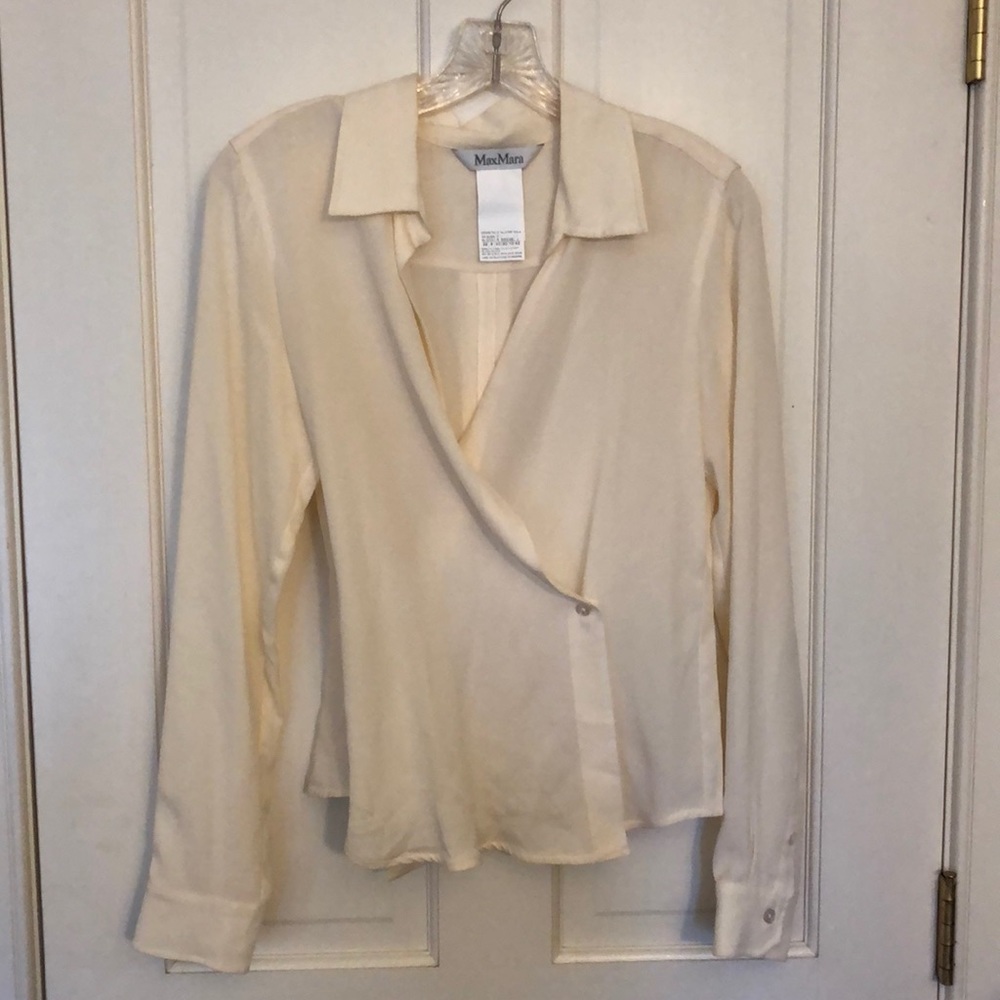 MAX MARA 100% silk wrap around collared shirt